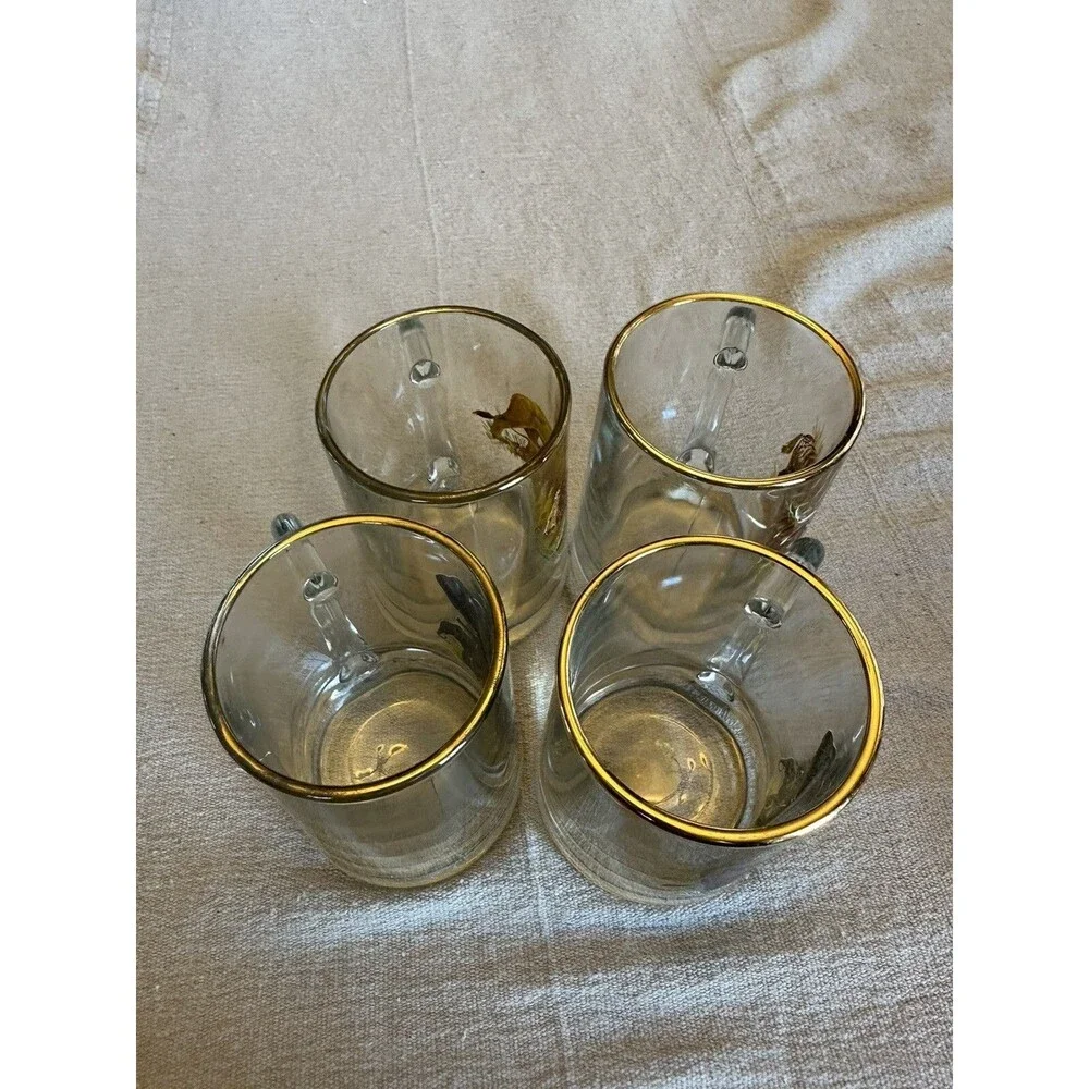 Beer Cocktail Mug Stein Glass Antelope, 2 Elephant and Lion, w/babies set of 4